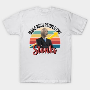 Stonks meme man make hedge funders short sellers cry T-Shirt